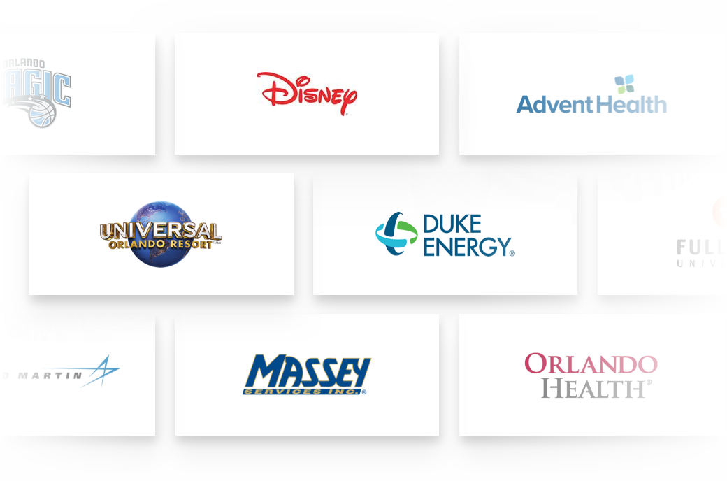 Collage of logos that work with the City of Orlando and the Orlando Economic Partnership